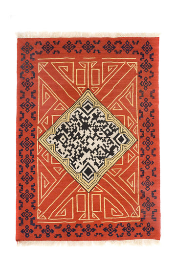 QR El Dokuma Yün Cicim Kilim