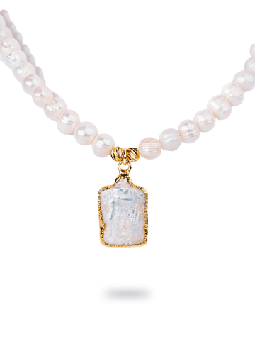 Doğal Dikdörtgen İnci Kolye - CachéIstanbul