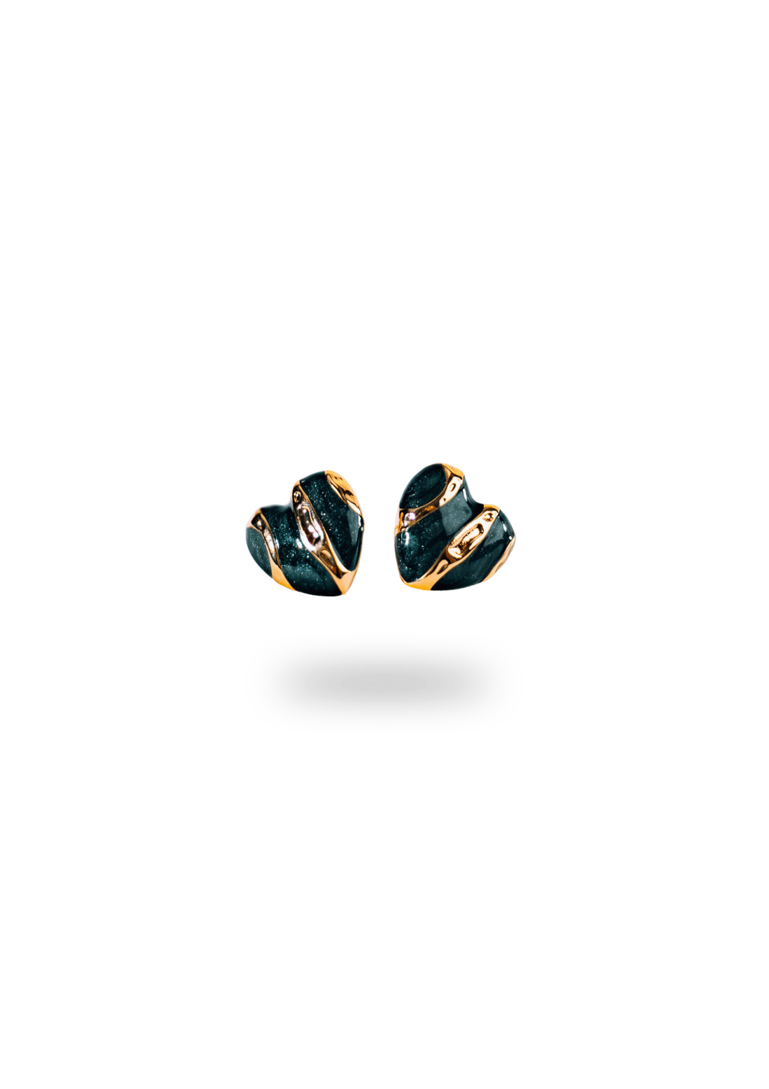 Siyah Gold Çizgili Kalp Küpe - CachéIstanbul